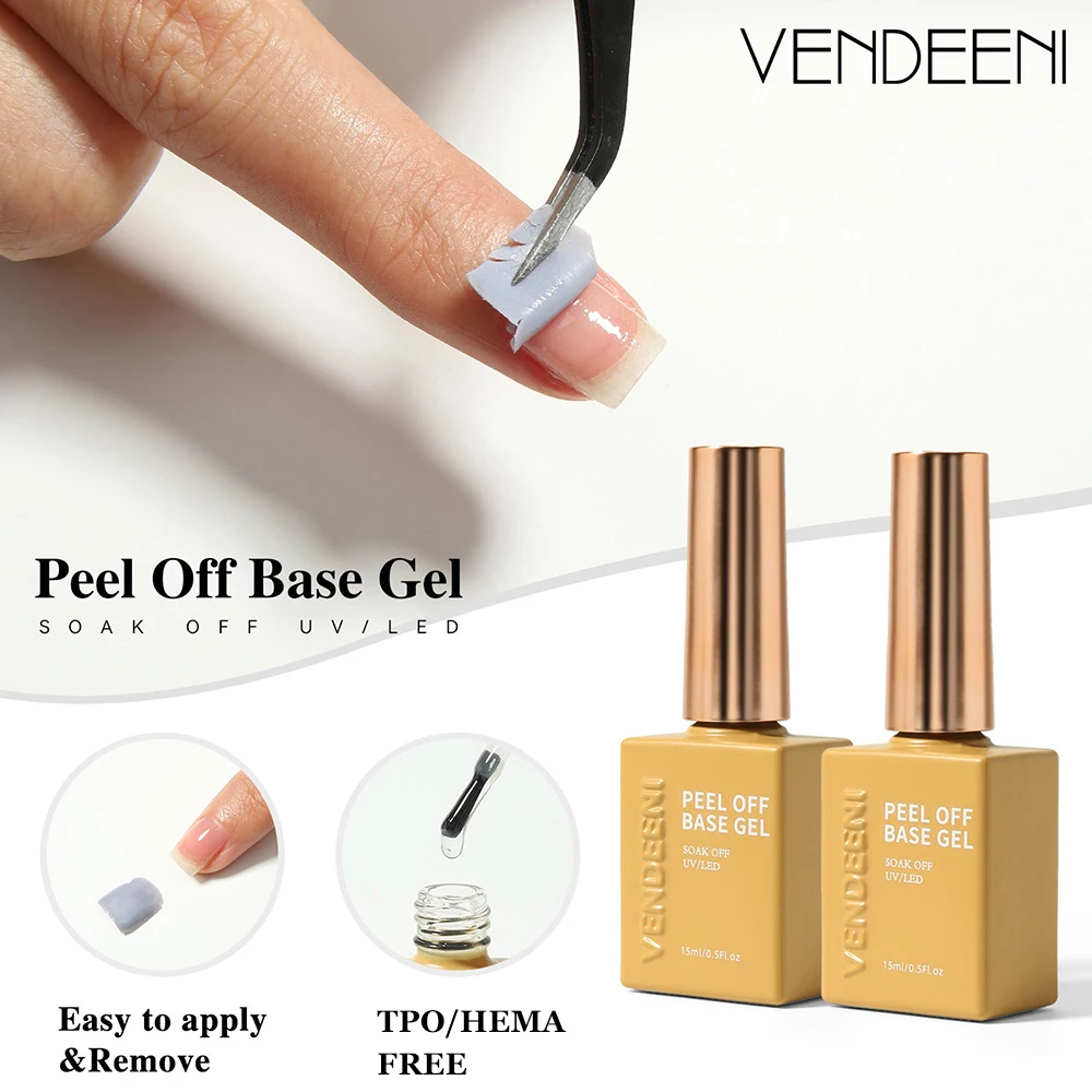 Vendeeni TPO HEMA FREE Easy Peel Off Base Coat Gel Nagellack No Need Remover UV Soak Off Gel Lack Protect Nail Water Gel