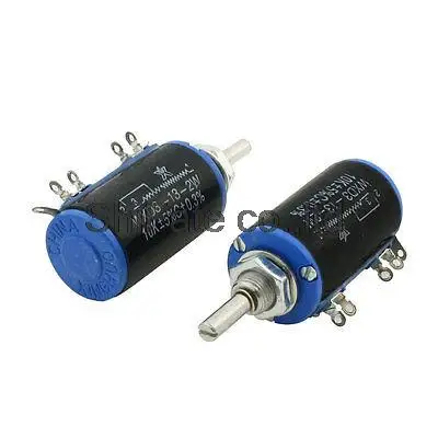 WXD3-13 4mm Shaft Multiturn Rotary Wirewound Potentiometer 10Kohm 2W 2 Pcs