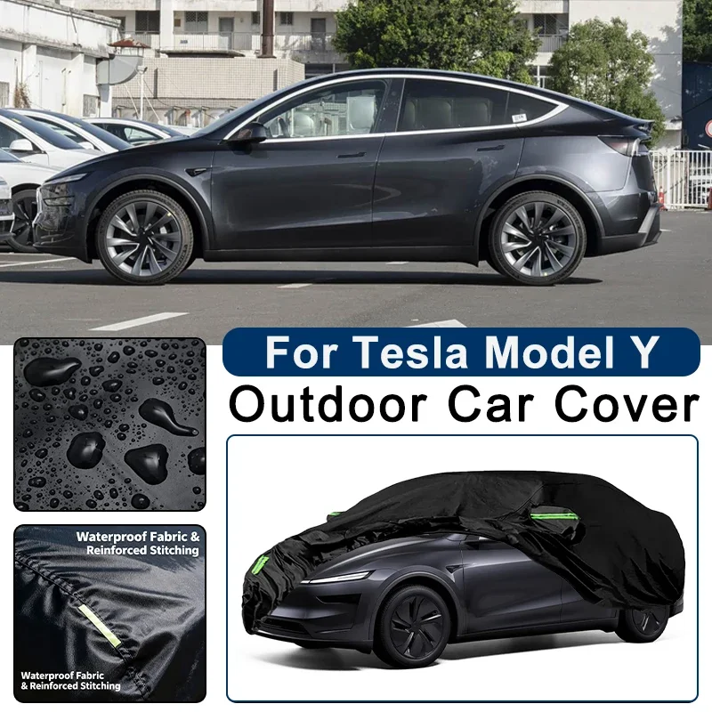 

Outdoor Car Cover Waterproof Dustproof UV Sun Protection, Full Car Protector Exterior Accessories For Tesla Model Y 2020-2026