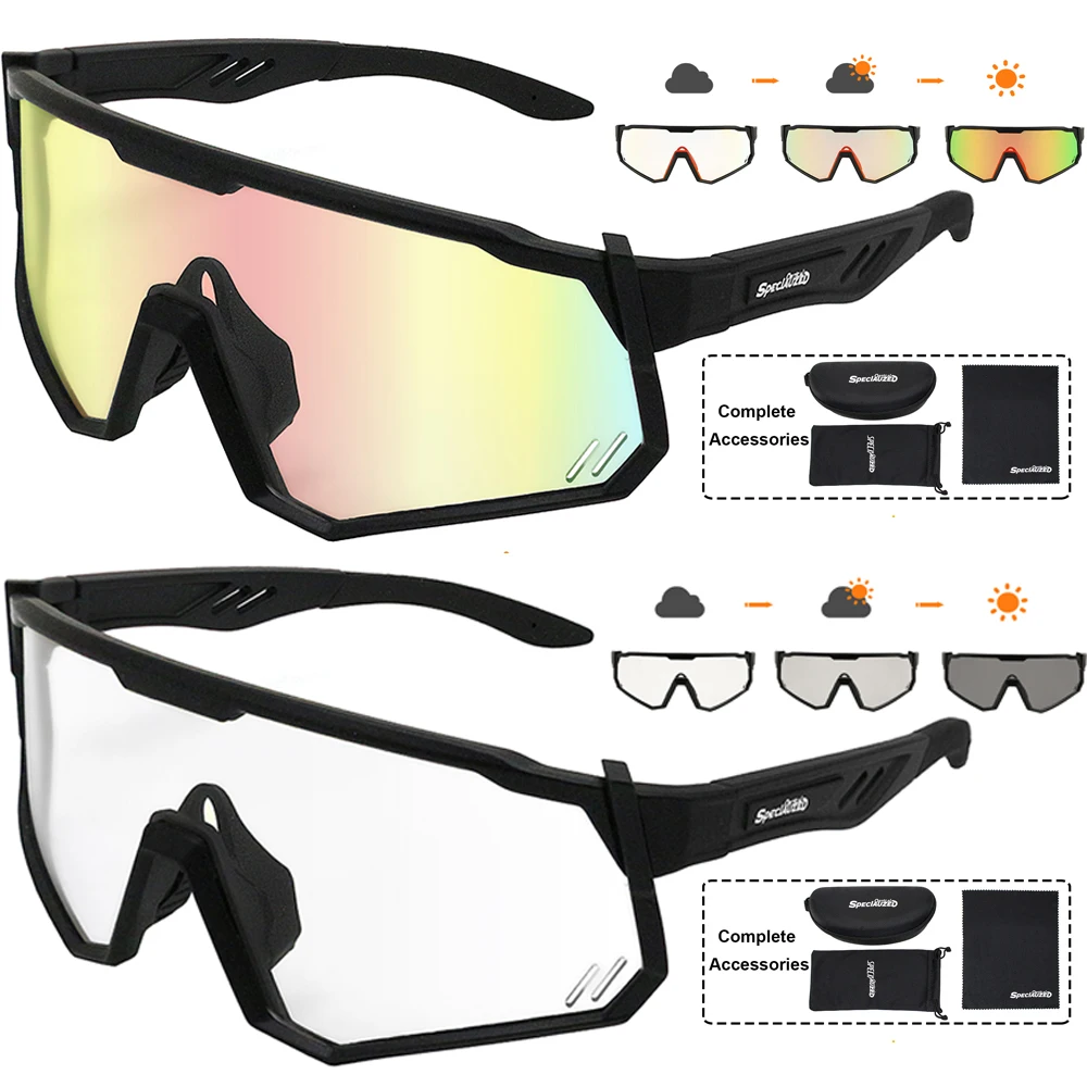 2Pcs Photochromic Auto-Dark Anti-Splash Work Safety Glasses Eye Protecting Lab Goggles Wind Dust Proof Goggles Cycling Glasses