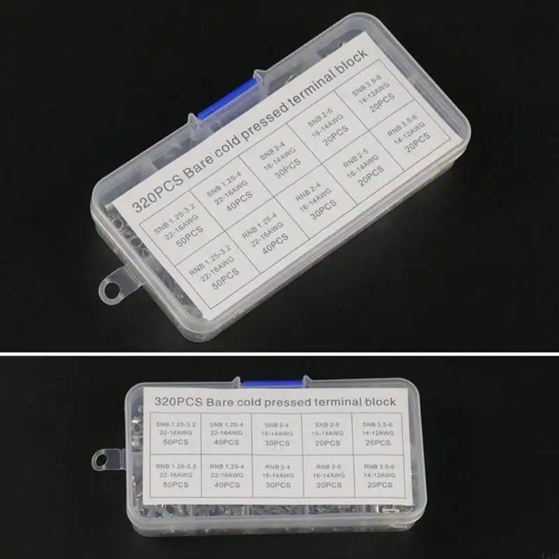 320pcs Wire Lugs Cable Terminals Electric Crimp Connector Non-Insulated Ring Terminal&Fork Connector Easy to Use 