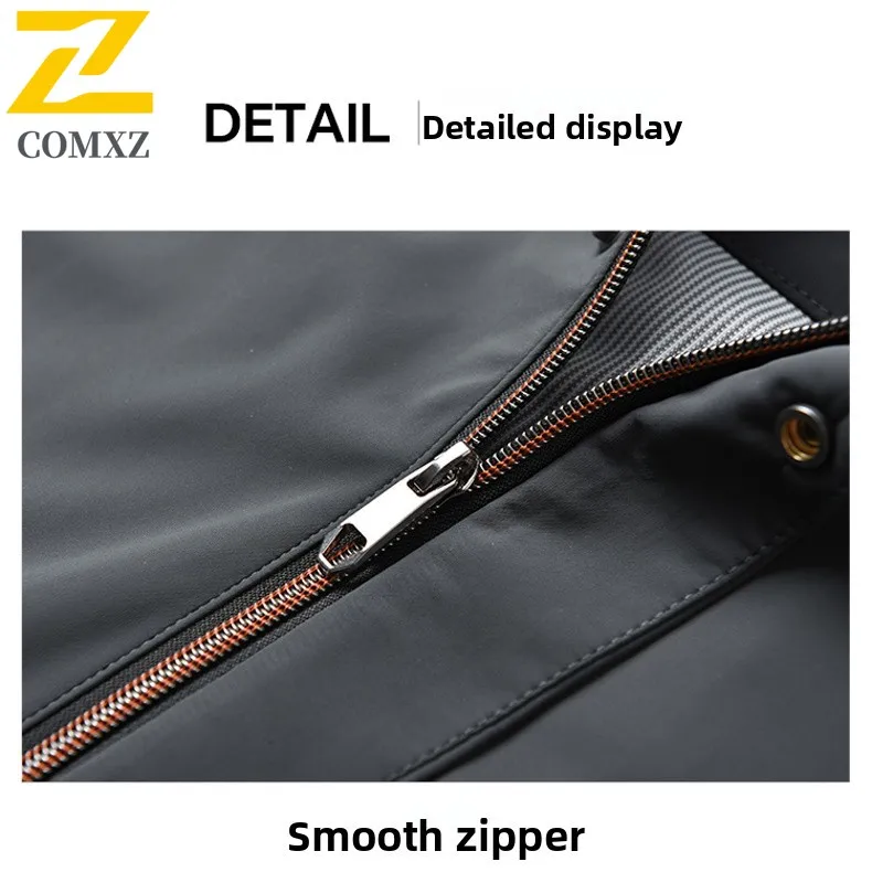 2025 Men's Hooded Jacket Long Coat Waterproof Full Zip Multiple Pockets Detachable Cap Windbreaker Men High Fashion Work Jackets