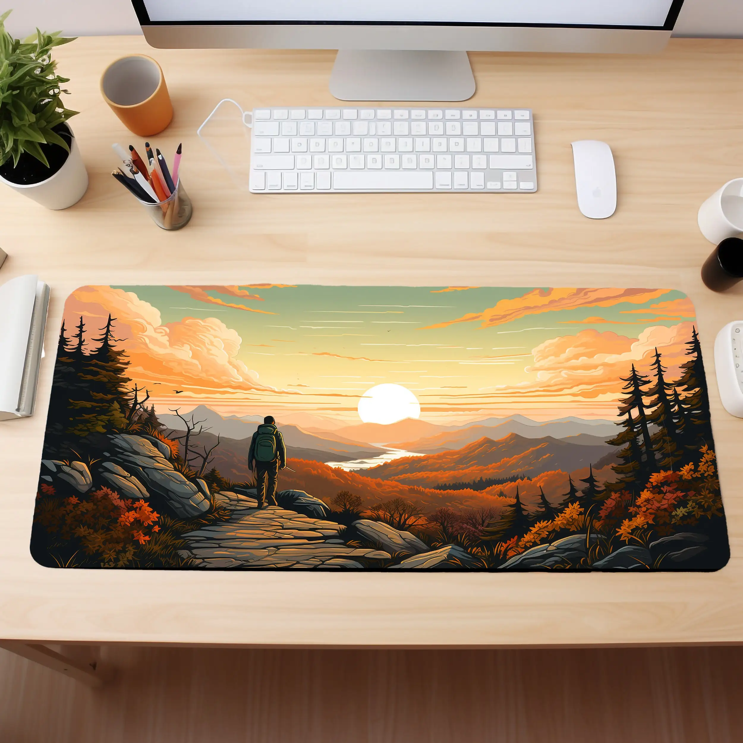 

Настольный коврик с пейзажем заката, нескользящий и водонепроницаемый коврик для мыши, коврик для украшения офисного и игрового стола, идеальный подарок для друзей.