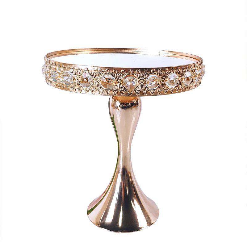 Conjunto de rack de bolo Rack de bolo vintage dourado com bandeja de exibição de cupcake de cristal