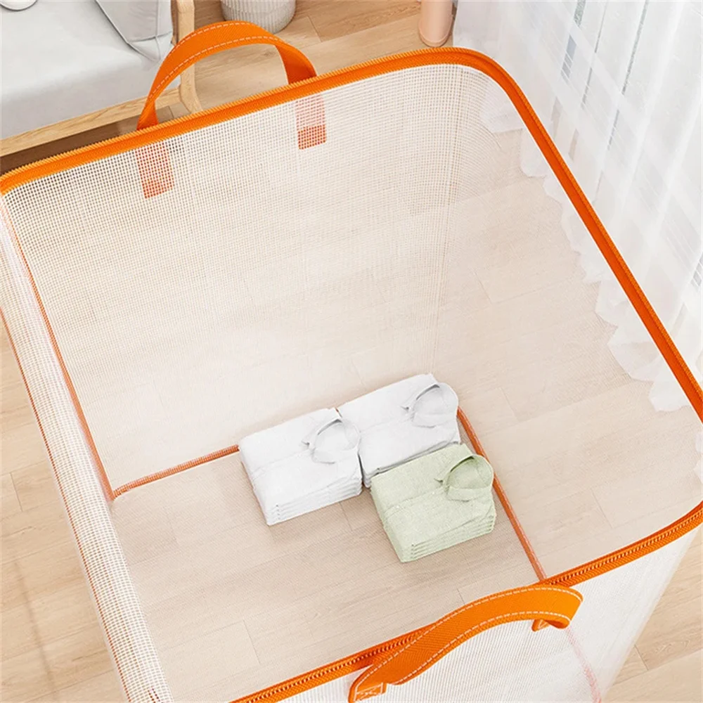Extra große Aufbewahrungstasche mit Griff – tragbare Tasche zur Organisation von Kleidung und Bettdecken mit Fenster, robustes Polyestermaterial, geeignet für – Detail 9