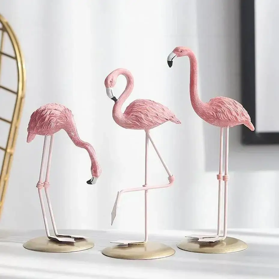 Creative Resin Flamingo Figurines Ins Style Desktop Ornaments Cartoon Home Living Room Decor Mini Crafts