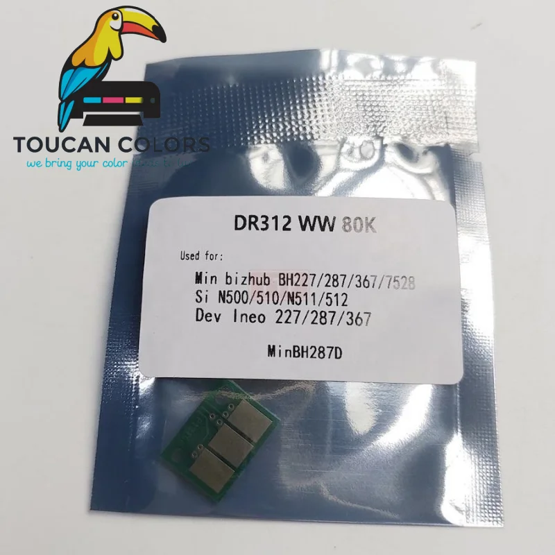 ToucanPrinter DR312 Drum Chip for Konica Minolta BH227 BH287 BH367 BH7528 N511 BH Bizhub 227 287 367 80k Copier Parts DR-312