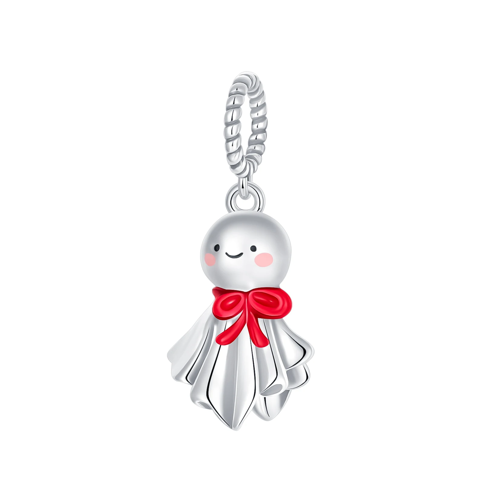 Pingente de boneca japonesa Teru Teru Bozu em prata 925, compatível com pulseiras, joia da sorte e da sorte, presente para mulheres e meninas.
