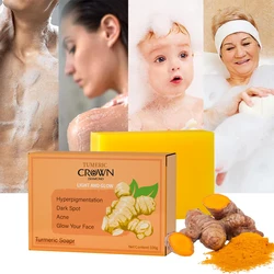 Turmeric Soap For Dark Spot Skin Whitening Facial Body Hand Make Soap Bar Deep Cleaning Ginger Moisturizing body wash free ship