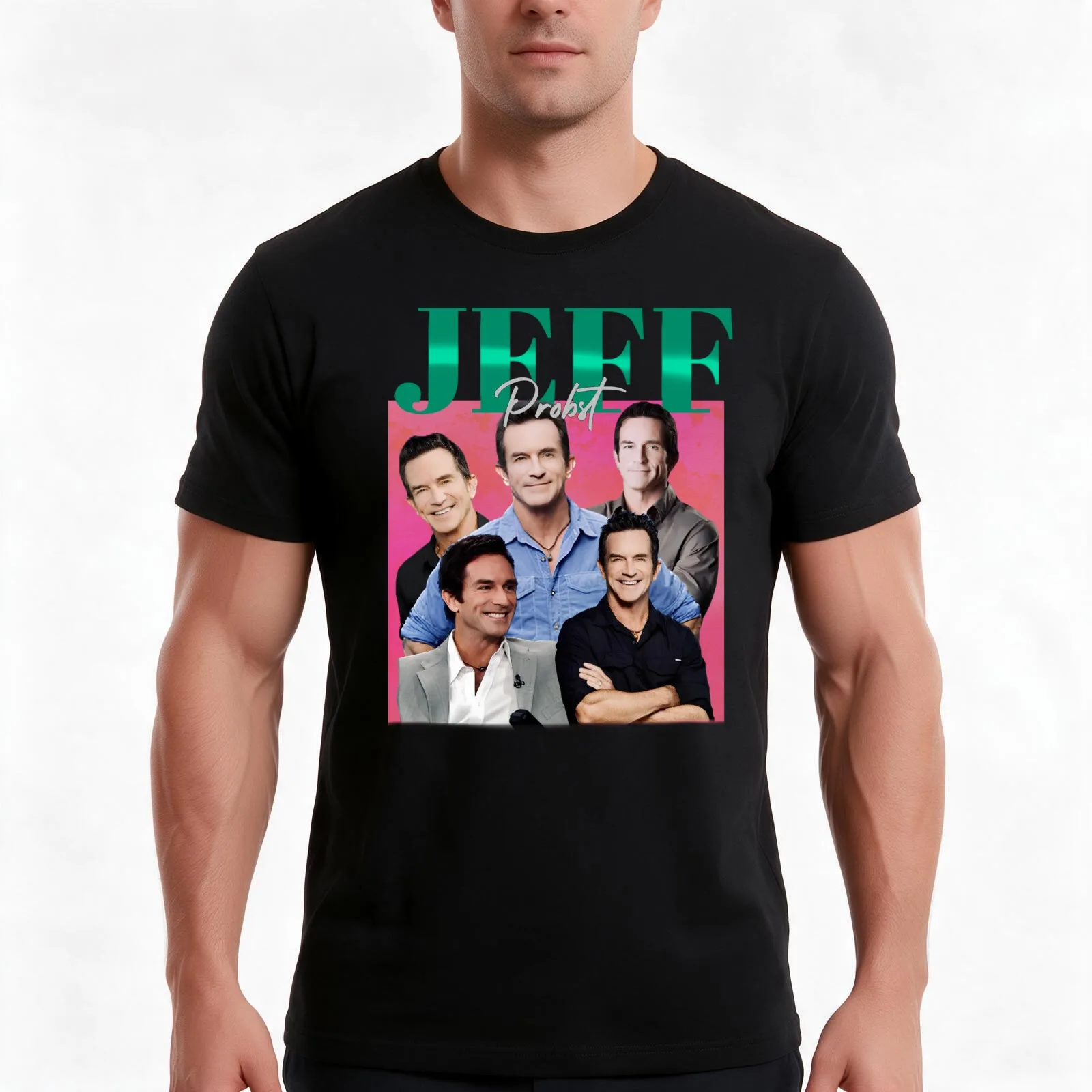 Retro Jeff Probst Graphic : Exclusive Shirts Stickers and Collectibles T-Shirt Summer Casual Cotton Tee Unisex Men Women