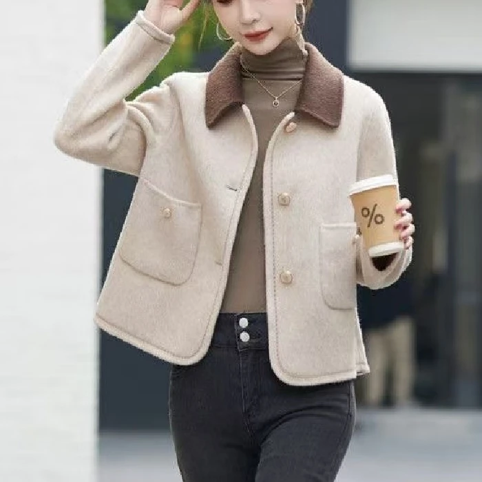 Elegant  Style Women's Jacket Autumn Winter Fashionable Thin Polyester Fiber  Collar Casual Style Online Exclusive