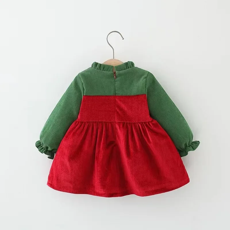 2024 Christmas Dress for Girls Children Clothes Girl Autumn Infants Corduroy Rabbit Ears Dresses Kids New Year's Party One-piece