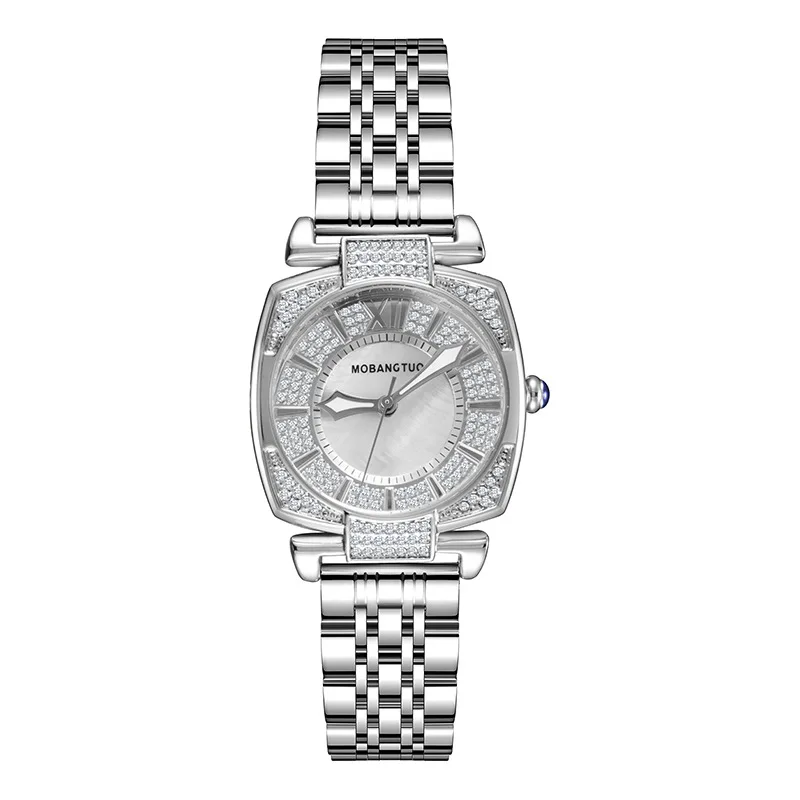 2026 New Luxury Women's Exquisite Quartz Watch Square Diamond Women's Starry Sky Steel Belt Watch Waterproof