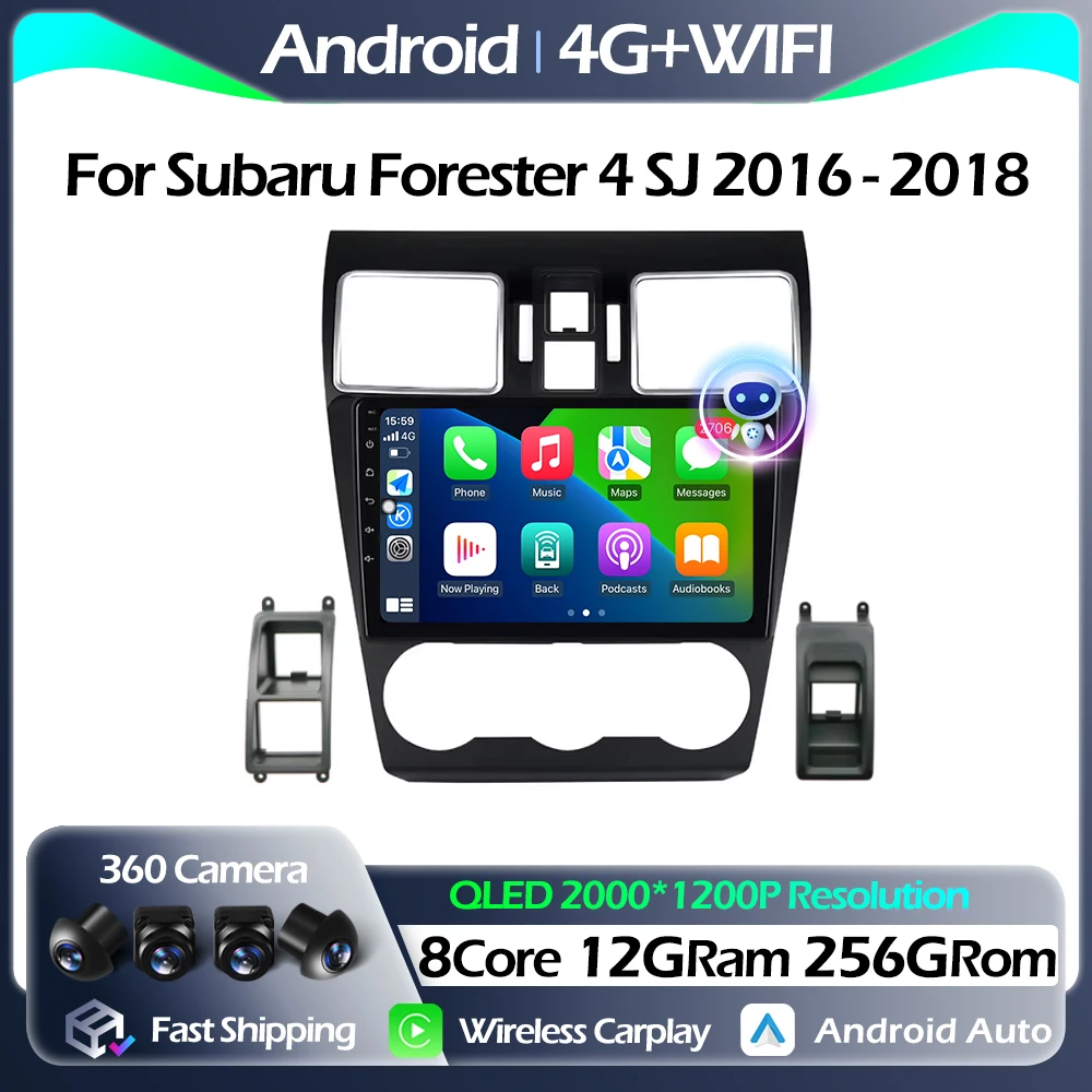 

Android Auto Carplay Car Radio For Subaru Forester 4 SJ 2016 - 2018 Multimedia Player Navigation GPS FM 4G DSP WIFI