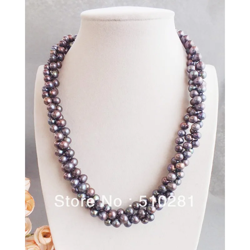 

Exquisite ! 7-8MM AAA Shell flower and black pearl jewelry neaklace hot sale 19"