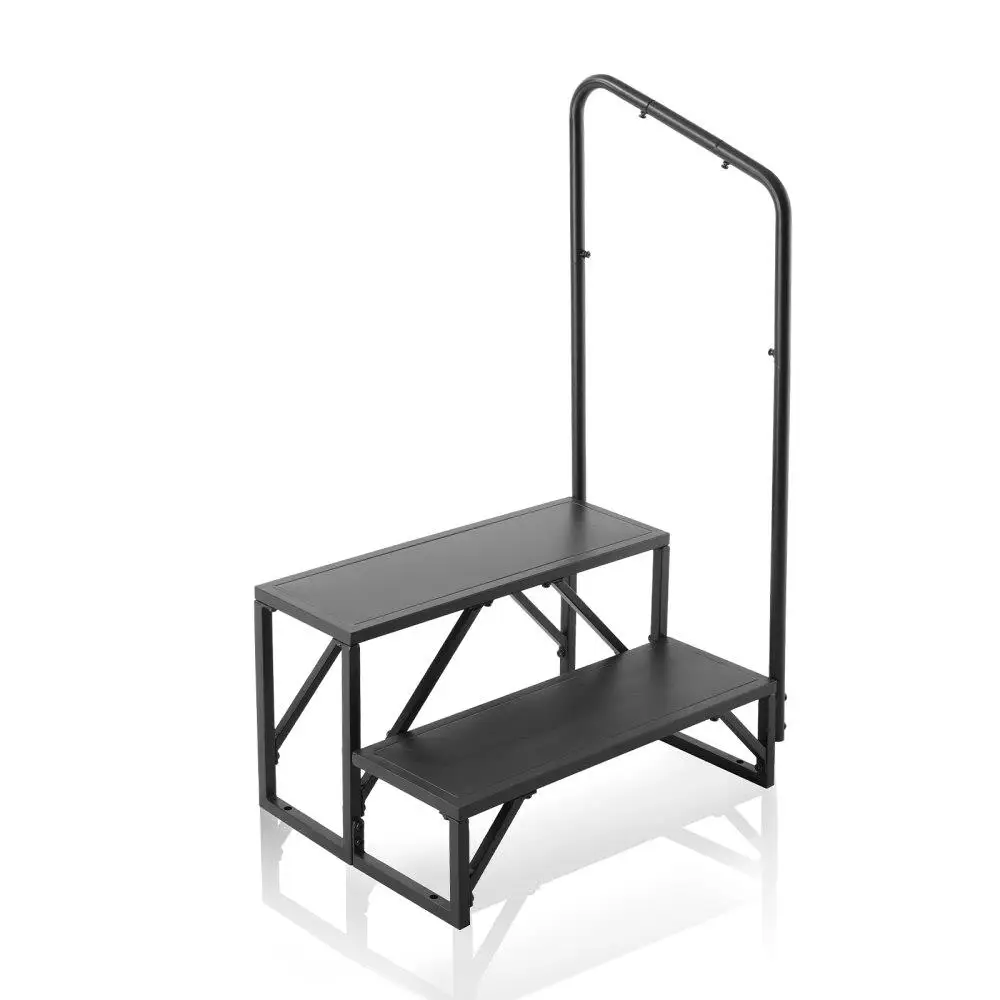 

for rv Steps, 2-Step for rv Stairs, 440 LBS Load Capacity, Thickened Carbon Steel, With Handrail, Non-Slip Steps for safe Entry