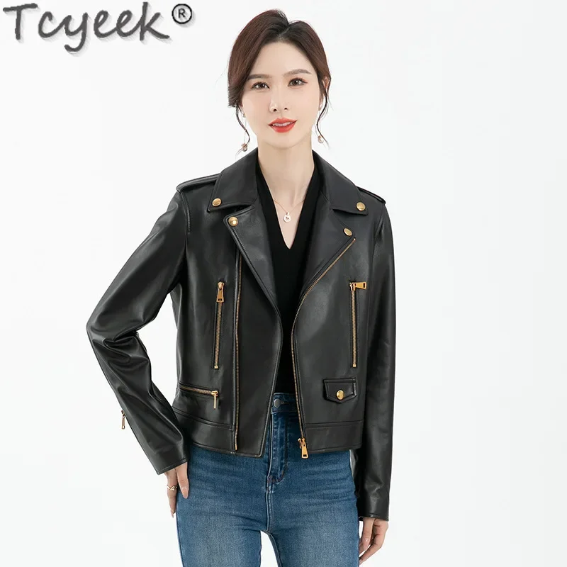 

Tcyeek Natural Real Leather Jacket Women Spring Autumn Clothes Women's Motocycle Jackets Genuine Sheepskin Coat Jaqueta De Couro