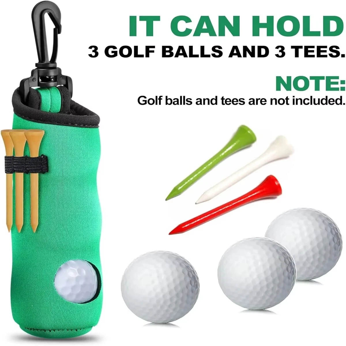 Golf Tee Holder Golf Ball Carry Bag Neoprene Golf Ball Pouch Golf Ball Holder Keychain Belt Clip Portable Golf Gifts Accessories