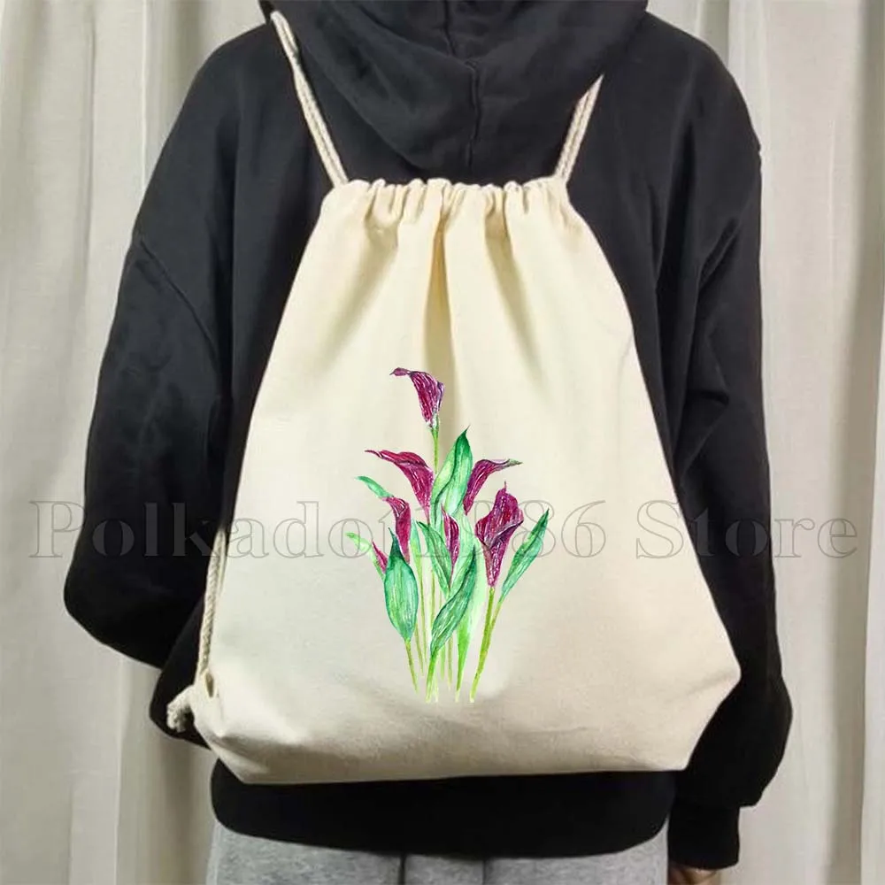 Bird of Paradise Flowers Yellow Cosmos Lily Peach Coneflower African Violet Lavender Drawstring Bag Soccer Backpack Gym Sackpack