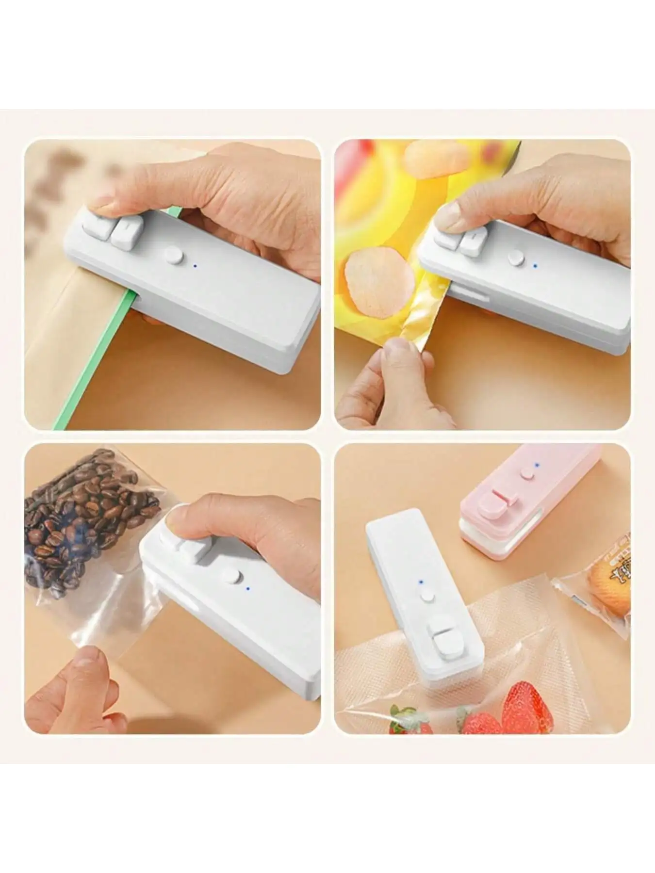 Мини-запайщик пакетов, новинка 2024 года, 2 в 1, запайщик и резак для пакетов, перезаряжаемая через USB мини-запайочная машина, инструмент для термосварки, портативный вакуумный аппарат