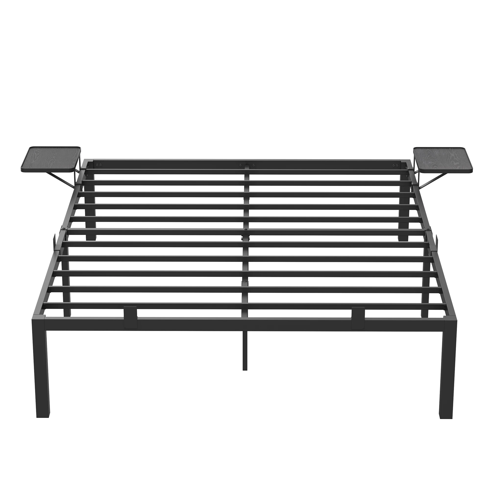 Modern Apartment industrial Metal Platform Bed Frame With Storage shelf