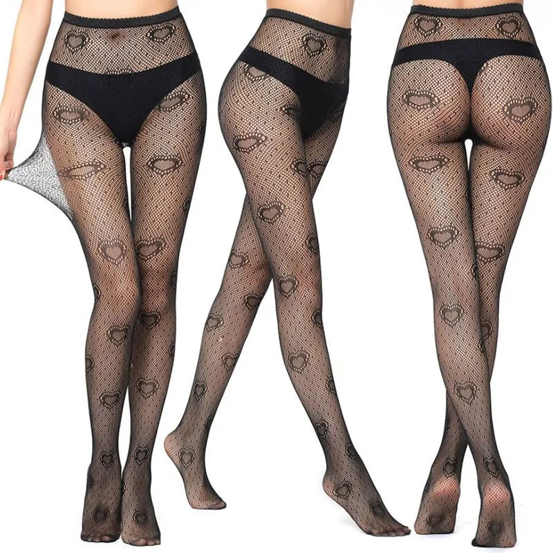Sexy Netzstrumpfhose in Schwarz im Lolita-Stil, Kawaii Lange Fischnetz-Strumpfhose, JK Superelastische Retro Geometrische Spinnennetz Y2K Strümpfe – Detail 2