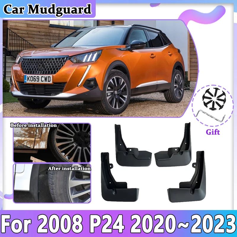 

Car Mud Flaps For Peugeot 2008 P24 2020~2023 2022 Mudguard Splash Guards Front Rear Anti-splash Fender Mudflap Auto Accessories