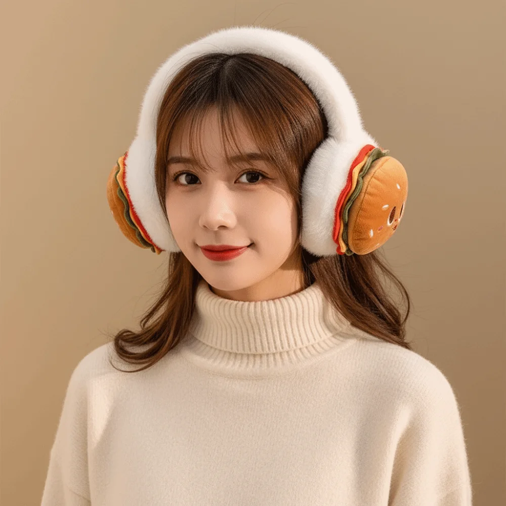 حماية الأذن لينة همبرغر الأذن دفئا سميكة مضحك غطاء الأذن طوي يندبروف حماية الباردة غطاء للأذنين هدية