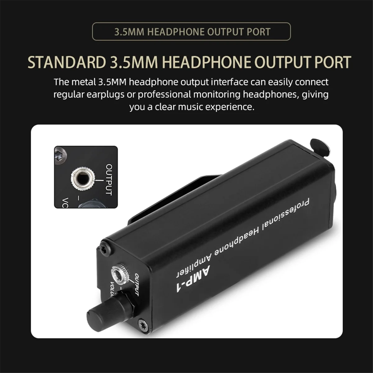 

Universal XLR to 3.5mm Headphone Amplifier No Interference HiFi Sound Quality with Output Volume Control for Music Lover