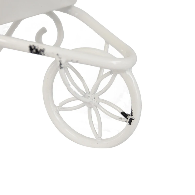 11.5X4x7 "الأبيض المعادن المتعثرة عربة يدوية زارع ديكور منضدية حديقة فناء المنزل لهجة حلية #5