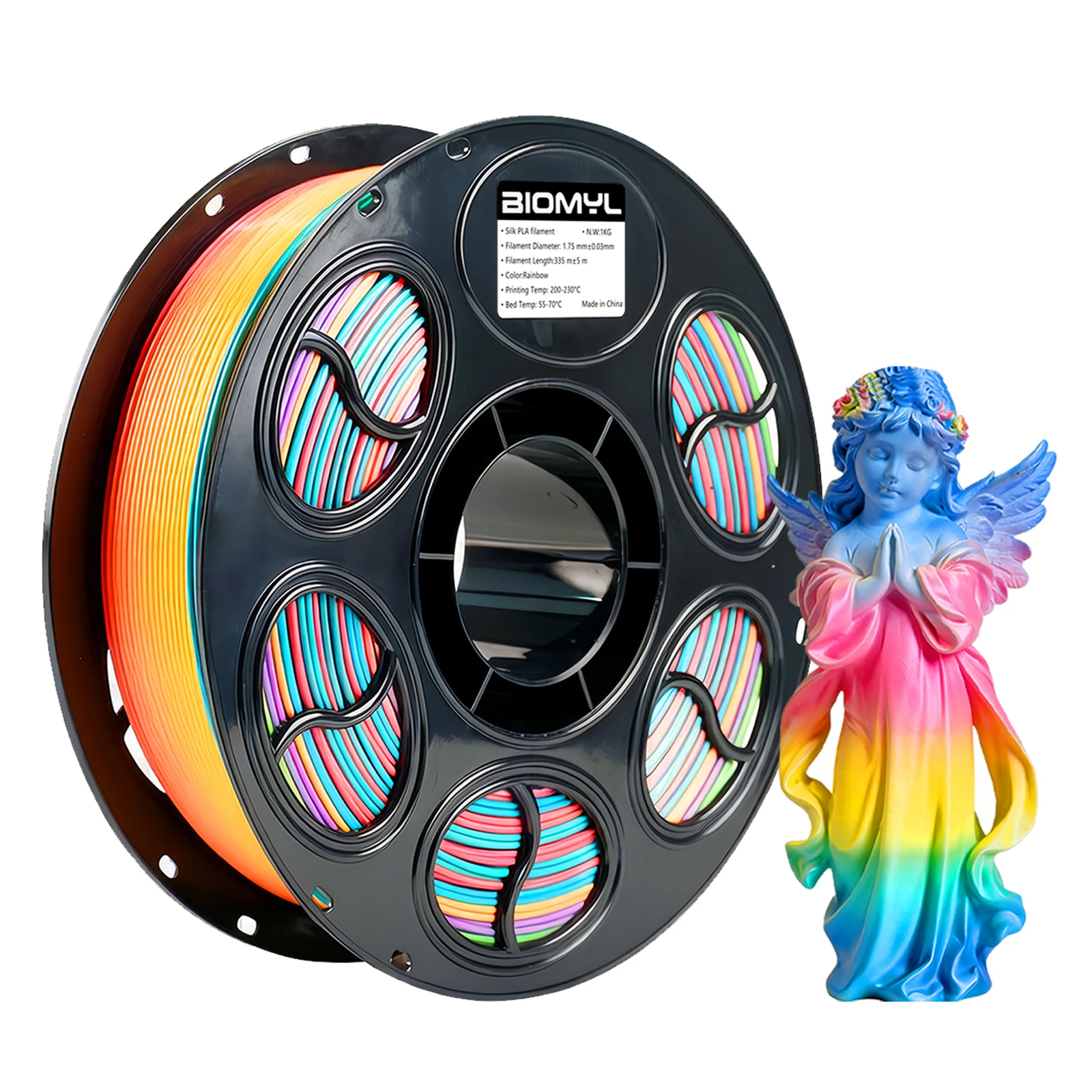 

Филамент BIOMYL Rainbow Color Silk PLA для 3D-принтера, диаметр 1,75 мм, катушка 1 кг, высокая точность +/- 0,03 мм