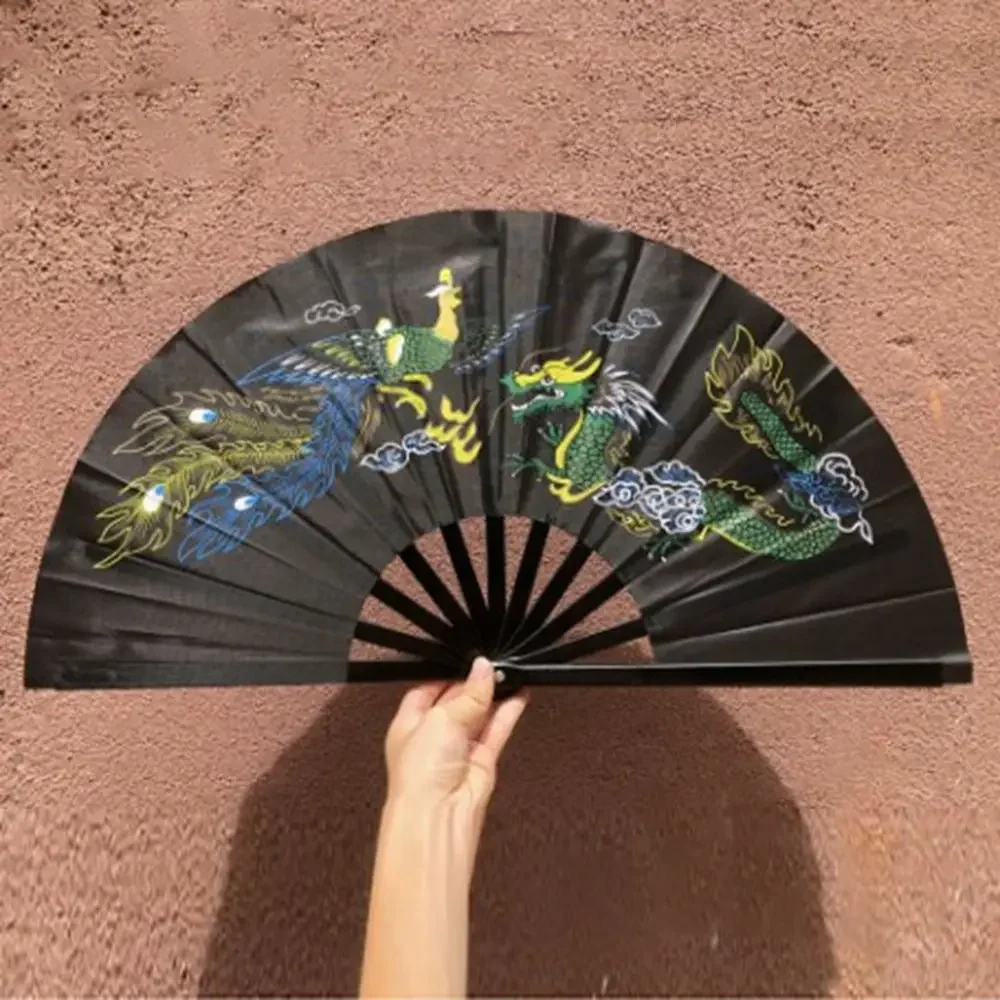 

34cm Chinese Tai Chi Yoga Kung Fu Fan 10 Styles Plastic Bone Dance Performance Fan Chinoiserie Gift Hand Folding Stage Fan