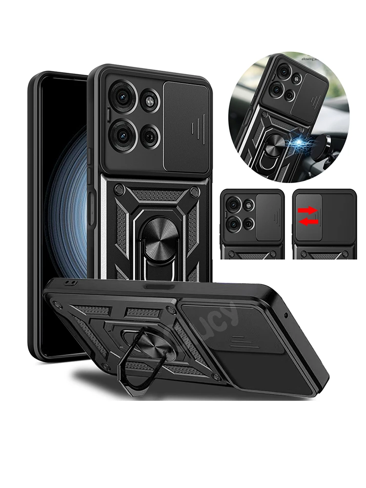 Étui de protection d'objectif de caméra coulissant, étui blindé pour Motorola Moto G85 G84 G75 G200 G54 G60 G100 G55 G51, couvercle d'anneau de pare-chocs de qualité militaire