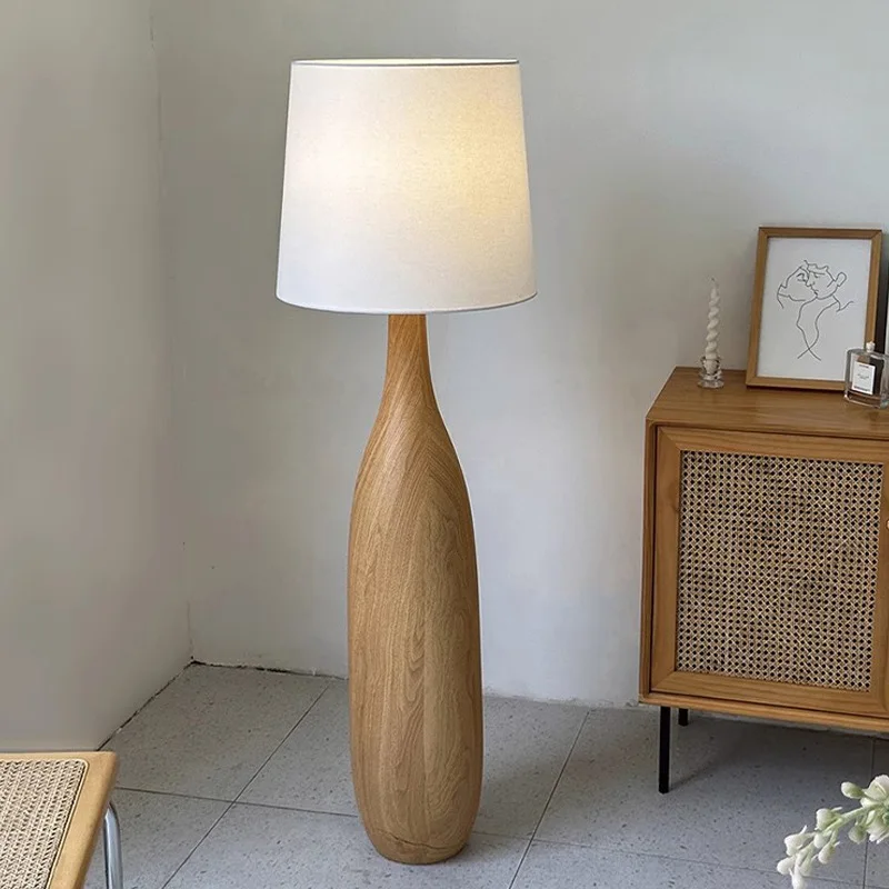 

Japanese Style Wooden Floor Lamp Vintage Living Room Bedroom Bedside Lamp Wabi Sabi Retro Solid Atmosphere Standing Table Lights