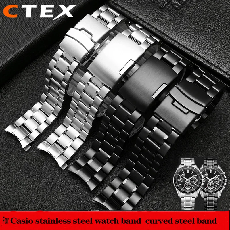 For Seiko Longines Timex Citizen Casio Curved End Stainless Steel Strap Men 20mm 22mm 24mm High Quality Metal Watchband Bracelet