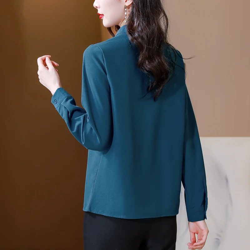 Women Spring Autumn Style Blouses And Shirts Fashion Ladies Casual Long Sleeve Stand Collar Blusas Tops Vintage Clothing 2024