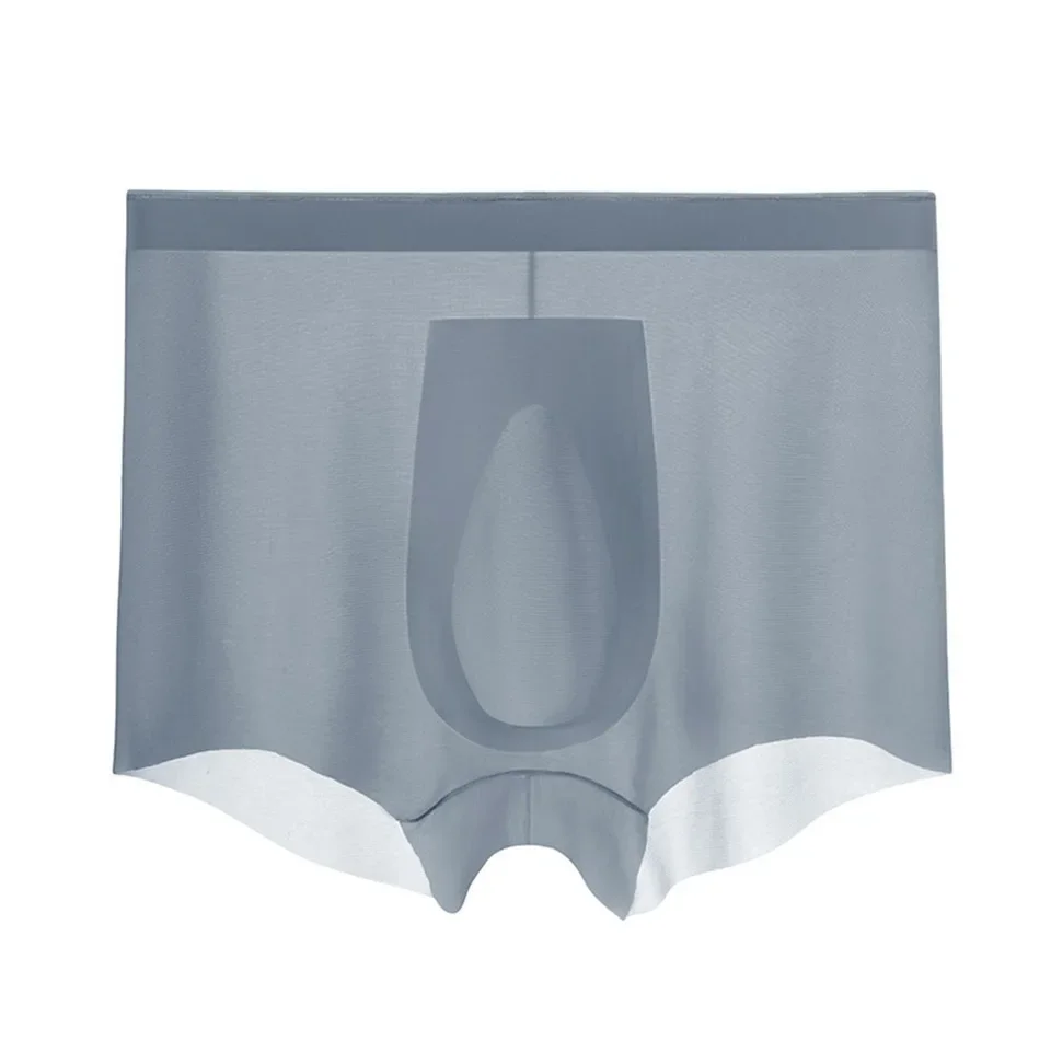 1pc Men's Seamless Ultra-thin Trunks Ice Silk Quick Dry Boxer Shorts 5D Bulge Pouch Underwear Breathable Tight-fitting Briefs