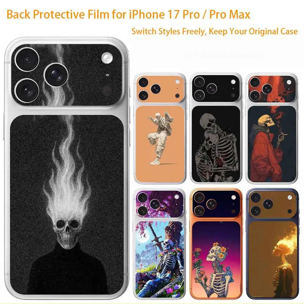 

Gothic Skeleton Dark Aesthetic 3D Full Body Skin Decal for iPhone 17/Pro/Pro Max Color Rear Protective Sticker