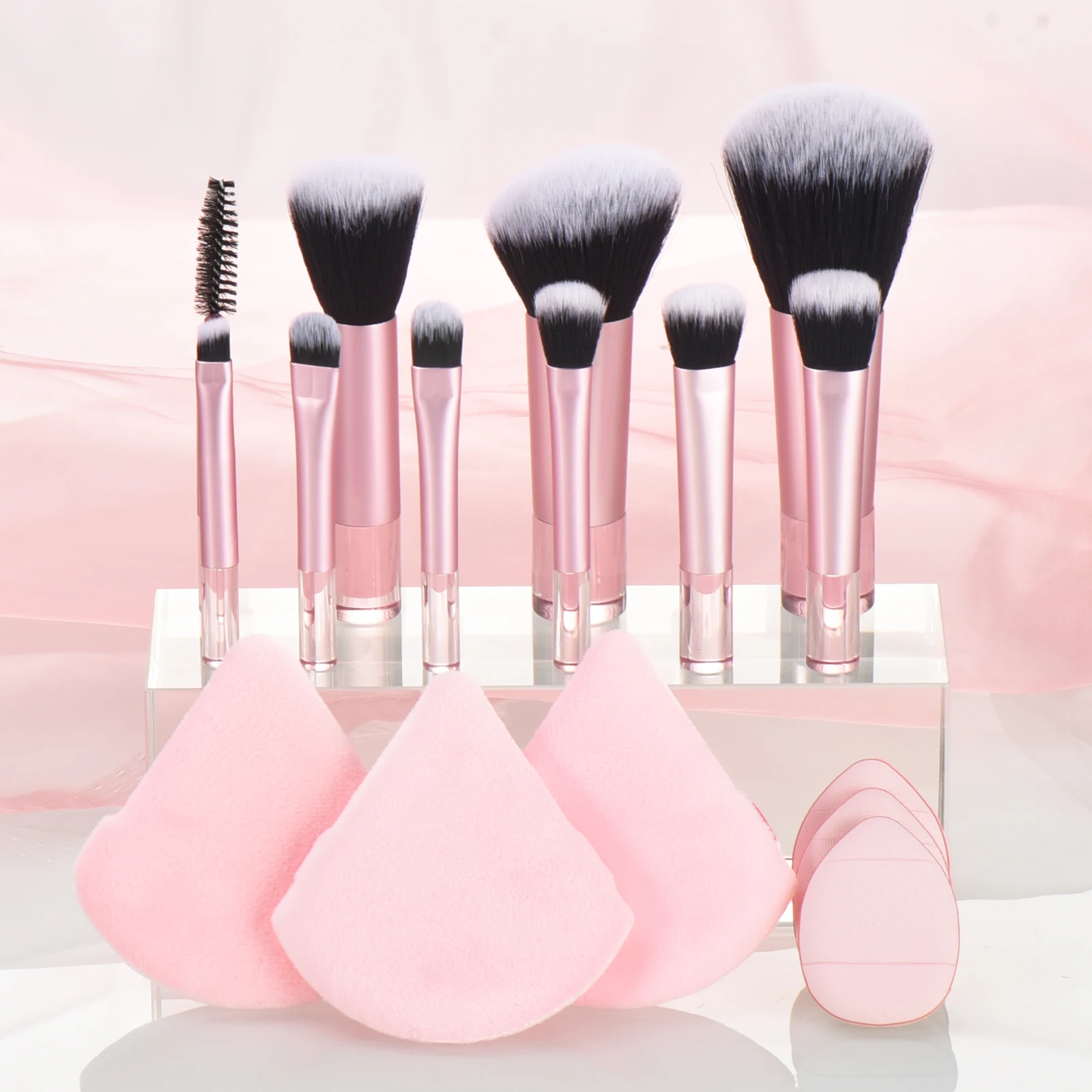 KOSMETYKI 10 mini makeup brush Palm brush -6 makeup puff Travel portable makeup tool set