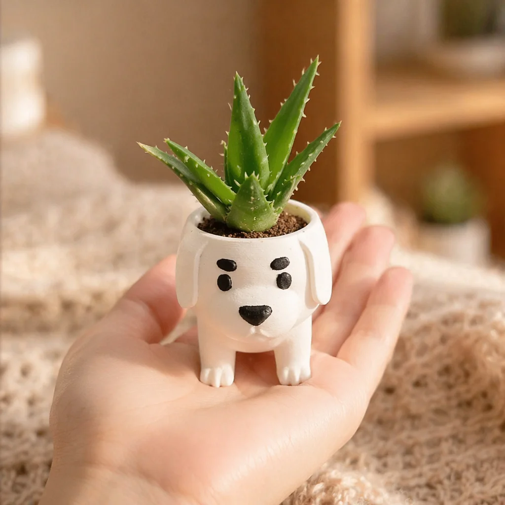 3D Printed Mini Cute Dog Succulent Planter Small Puppy Flower Pot Desktop Decor Ornament For Home Office Tabletop Plant Display