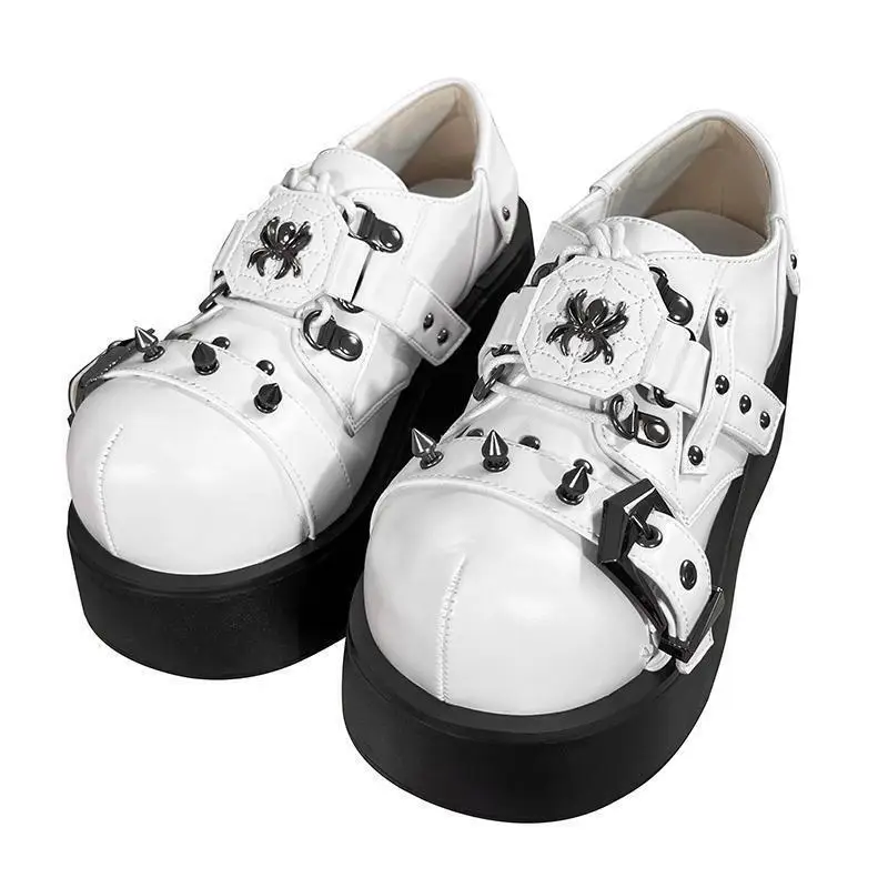 Transferência sapatos de estudante sacrifício sapatos doce legal punk sapatos de sola grossa sapatos de plataforma dedo do pé redondo sapatos de menina picante calça