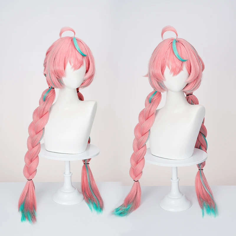 Genshin Impact Varesa Cosplay Perücke Rosa Blau Doppel Pferdeschwanz Natlan Collective of Plenty Halloween Party für Frauen Karneval Requisiten