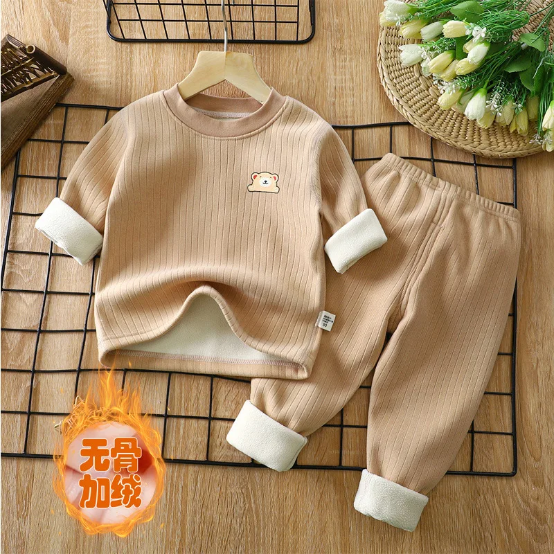 Thermal Toddler Boys Clothes Sets Teenager Girls T-shirts + Pants Thermal Children's Basic