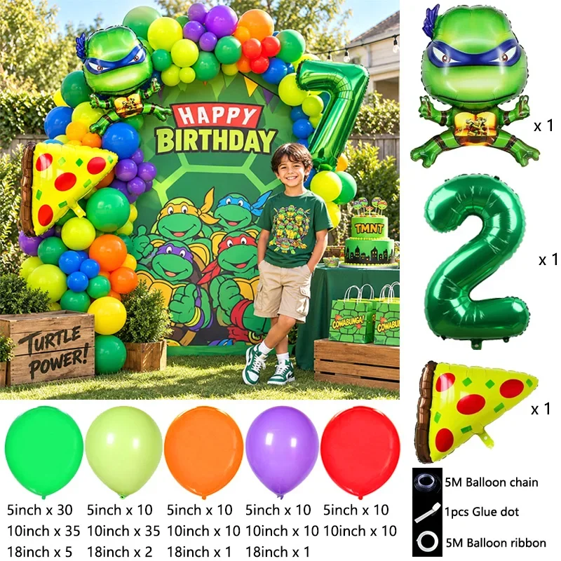 Ninja Turtles Themed Party Balloon Pack Colorful Foil Latex Globos Birthday Party Photography Props Decor Supplies For Boys view 3