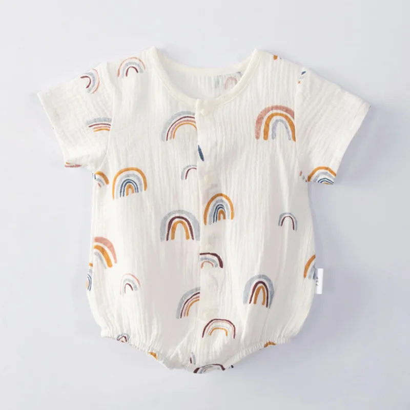 

Муслиновый хлопковый боди для новорожденных, комбинезон с короткими рукавами для младенцев, комбинезон для маленьких мальчиков и девочек 0-24 месяцев, одежда