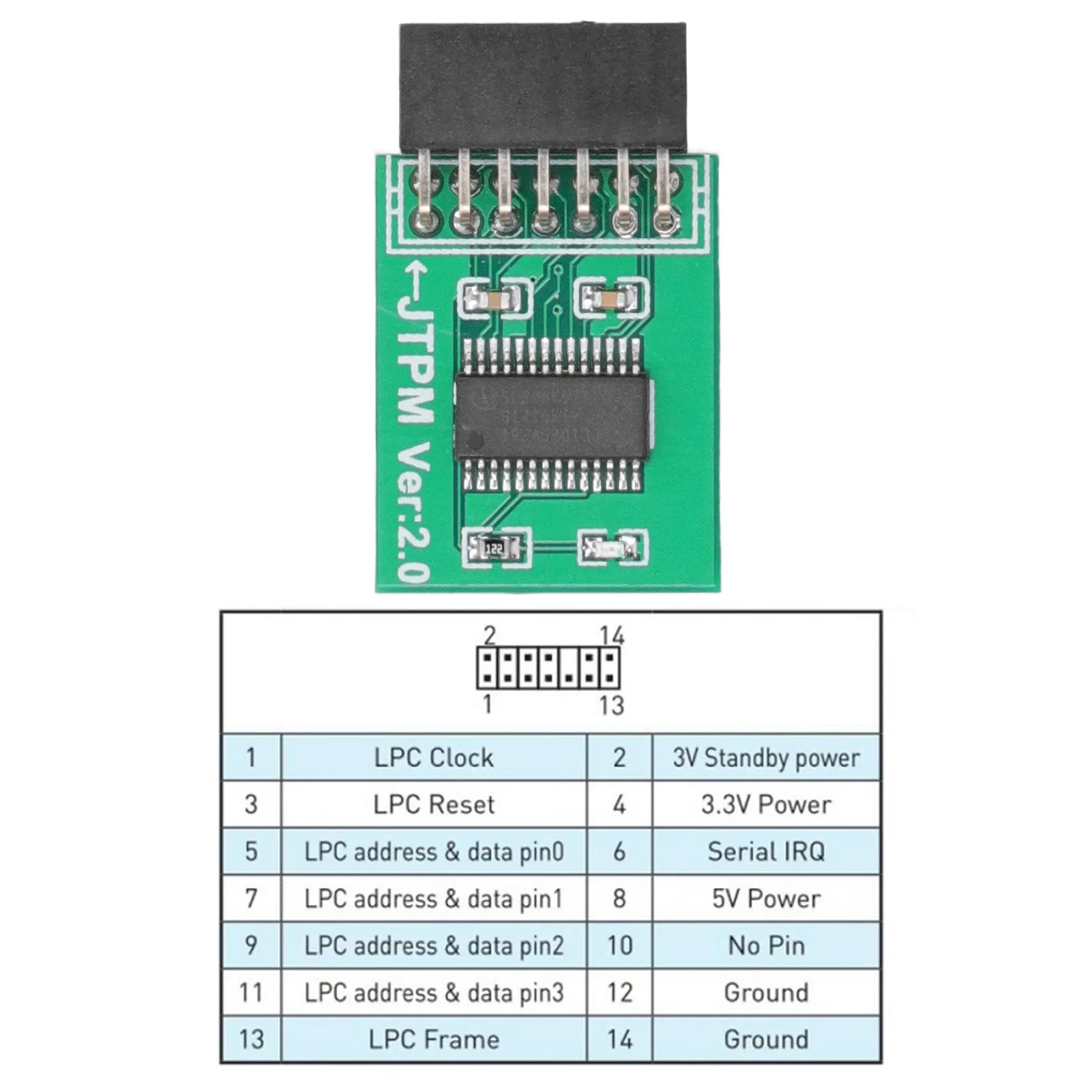 For MSI TPM 2.0 Module Strong Encryption 14 Pin LPC Interface TPM Module Board for Win11 Green