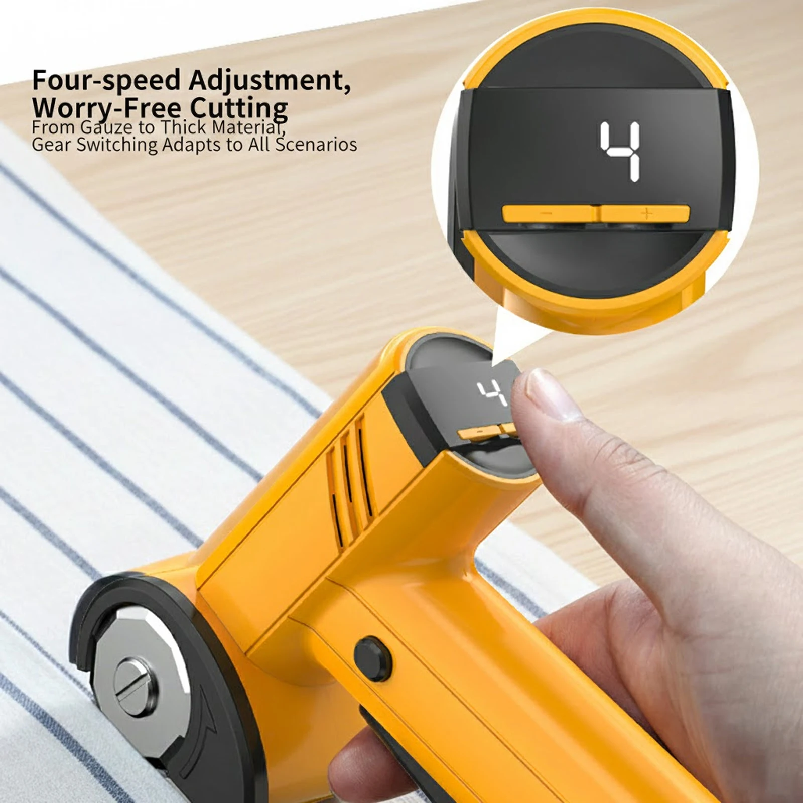Cordless Electric Scissors Cardboard Cutter with LED Light 4-Speed USB Rechargeable Cutter with 2 Blades Fabric Cutting Machine