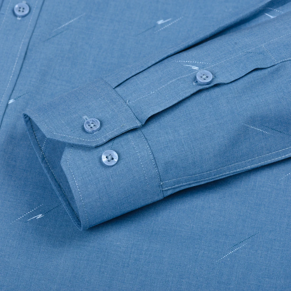 Camisa de vestir de manga larga con estampado de rayas para hombre con bolsillo izquierdo en el pecho, tela de fibra de bambú cómoda y suave y transpirable, ajuste Regular