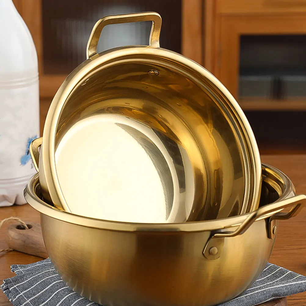 

Stainless Steel Soup Pot Kitchen Cooking Amphora Ramen Noodle Metal Cookware Instant Food