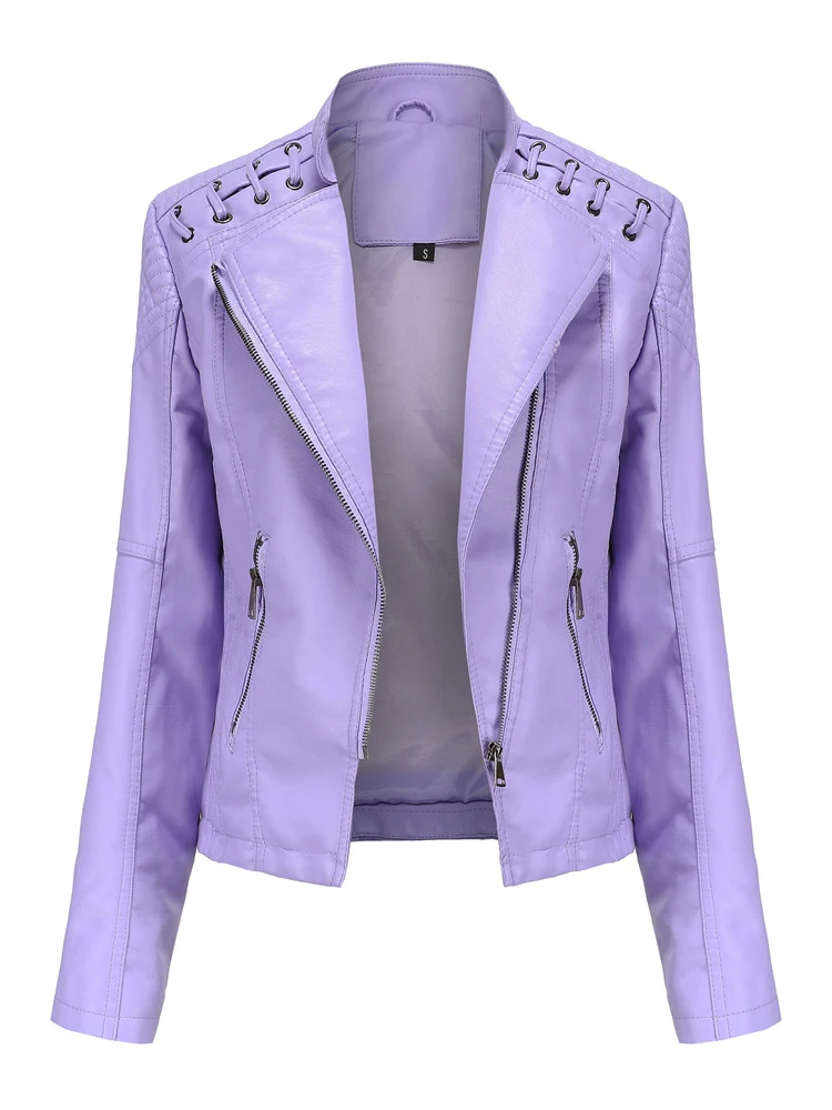 Imagem -05 - Jaqueta Feminina do Plutônio Primavera Moda Amarrado Banda Motocicleta Sexy Legal Menina Streetwear Topos Fino Curto Versátil Couro Trench Coats